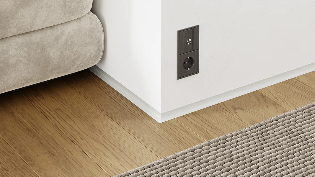 Микроплинтус Micro-L с пружинами Белый 9003 и МУАР 9016